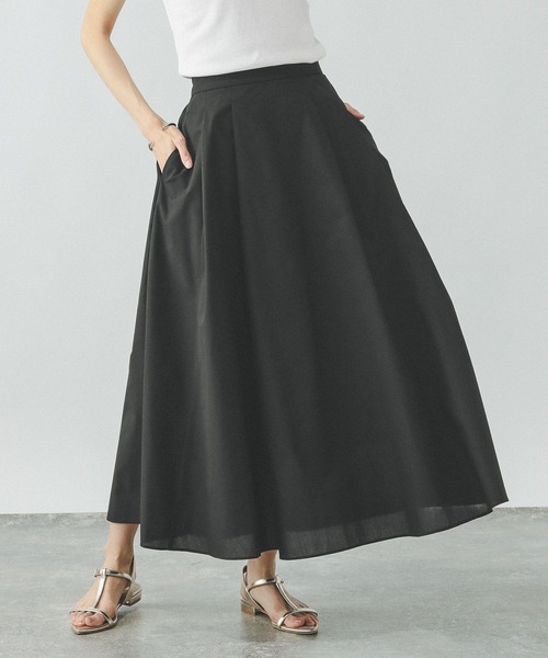 GLOBAL WORK（グローバルワーク）の「コットンライクフレアスカート/319740（スカート・レディース・ブラック/ベージュ/カーキ/ブラック系その他5・REGULER/SHORT）」の2枚目の写真