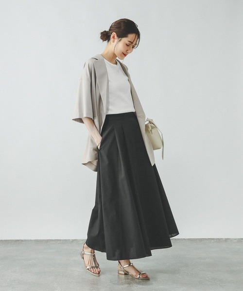 GLOBAL WORK（グローバルワーク）の「コットンライクフレアスカート/319740（スカート・レディース・ブラック/ベージュ/カーキ/ブラック系その他5・REGULER/SHORT）」の5枚目の写真