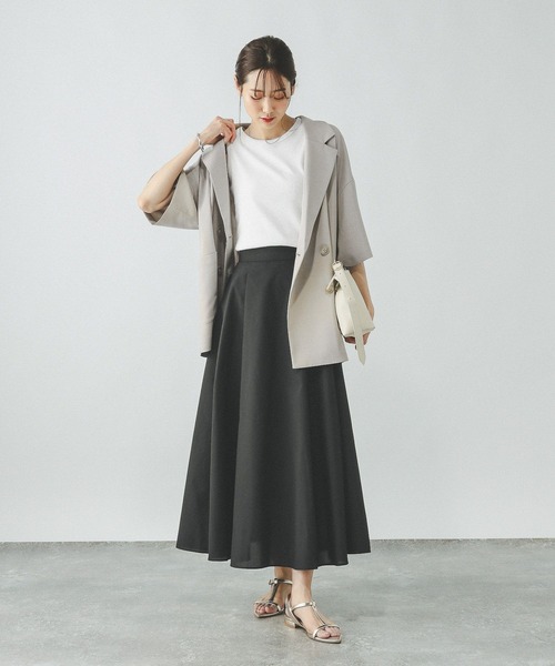 GLOBAL WORK（グローバルワーク）の「コットンライクフレアスカート/319740（スカート・レディース・ブラック/ベージュ/カーキ/ブラック系その他5・REGULER/SHORT）」の6枚目の写真