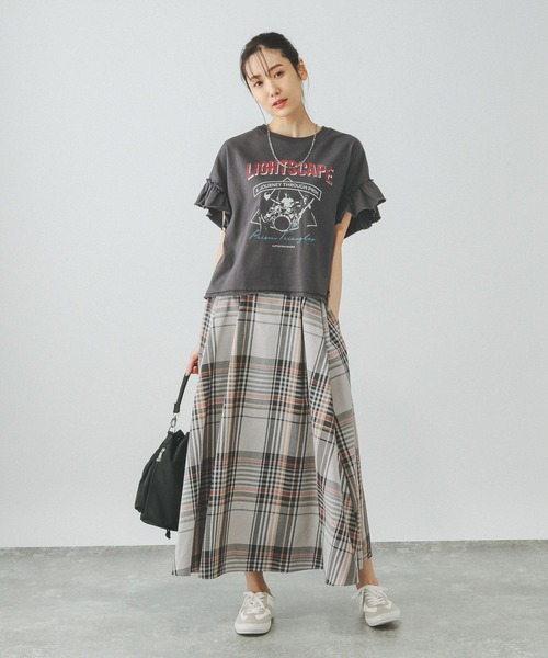 GLOBAL WORK（グローバルワーク）の「コットンライクフレアスカート/319740（スカート・レディース・ブラック/ベージュ/カーキ/ブラック系その他5・REGULER/SHORT）」の13枚目の写真