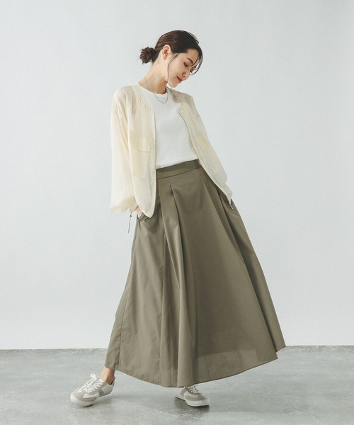 GLOBAL WORK（グローバルワーク）の「コットンライクフレアスカート/319740（スカート・レディース・ブラック/ベージュ/カーキ/ブラック系その他5・REGULER/SHORT）」の18枚目の写真