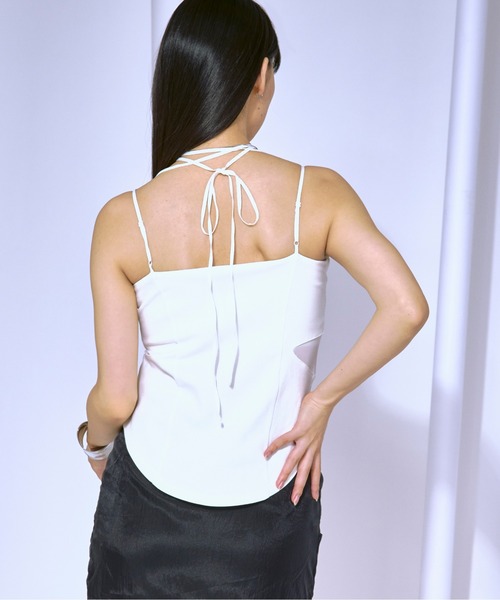 Ezick(エジック)の「Multi arrange choker カップインキャミソール(キャミソール・レディース・オフホワイト/ブラック/グリーン・FREE)」の5枚目の写真