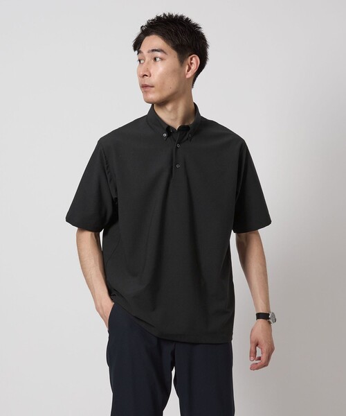 G/FORE 速乾生地ポロシャツ Mブラック/グリーン MEN ESSENTIALピケポロシャツ グリーン