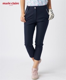 marie claire sport ロゴ刺しゅうストレッチ9分丈パンツ(はっ水)