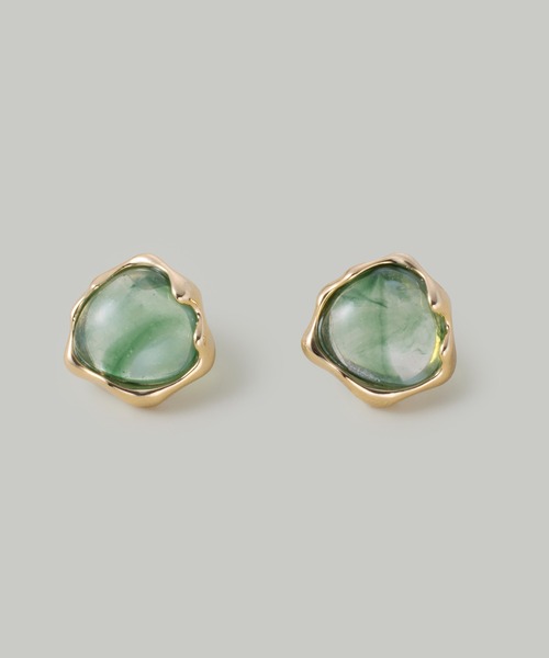 Jolie Toujours（ジョリトゥジュール）の「サークルマーブルクリアピアス（ピアス（両耳用）・レディース・ブラック/オフホワイト/コーラル/グリーン・FREE）」の4枚目の写真