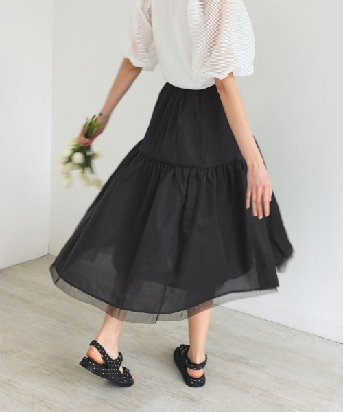 DONOBAN(ドノバン)の「シアーラメスカート(スカート・レディース・ブラック/ホワイト/アイボリー/ライトピンク・ONE)」の10枚目の写真