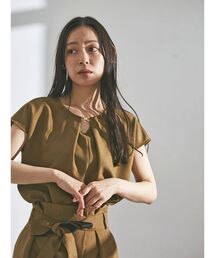 フェイクリネンフロントバーブラウス