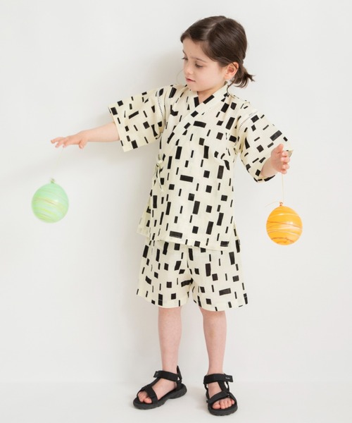 BRANSHES(ブランシェス)の「【キッズ/綿100%】甚平(浴衣・キッズ・ブラック/アイボリー/ライトグレー/ネイビー・90/110/120/100)」の2枚目の写真