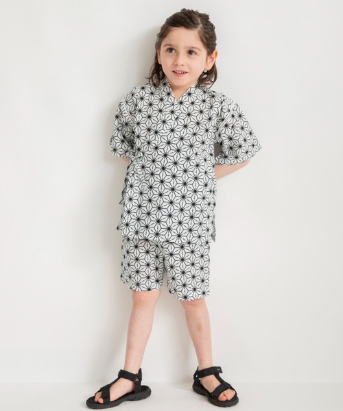 BRANSHES(ブランシェス)の「【キッズ/綿100%】甚平(浴衣・キッズ・ブラック/アイボリー/ライトグレー/ネイビー・90/110/120/100)」の3枚目の写真