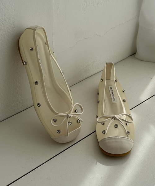 by muni:r（バイ ムニール）の「メッシュジュエリーフラットシューズ（バレエシューズ・レディース・ブラック/ピンク/アイボリー/シルバー・23.5cm/24.5cm/23.0cm/24.0cm/25.0cm）」の10枚目の写真