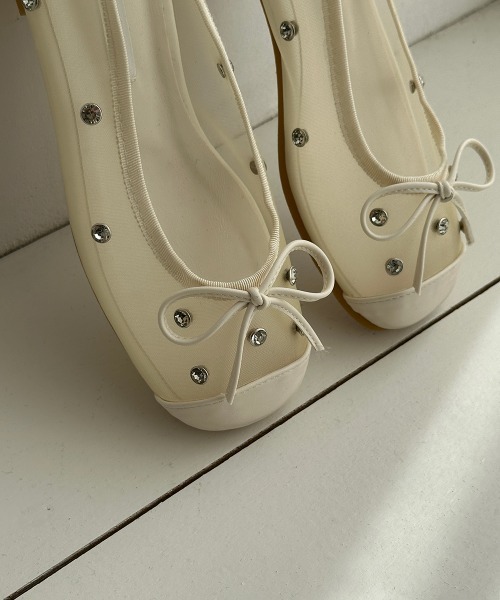 by muni:r（バイ ムニール）の「メッシュジュエリーフラットシューズ（バレエシューズ・レディース・ブラック/ピンク/アイボリー/シルバー・23.5cm/24.5cm/23.0cm/24.0cm/25.0cm）」の8枚目の写真