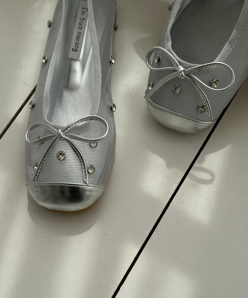 by muni:r（バイ ムニール）の「メッシュジュエリーフラットシューズ（バレエシューズ・レディース・ブラック/ピンク/アイボリー/シルバー・23.5cm/24.5cm/23.0cm/24.0cm/25.0cm）」の17枚目の写真