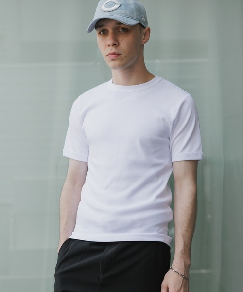 HANES（ヘインズ）の「Hanes/ヘインズ RIB S/S CREW TEE BEEFY リブTシャツ 2026年 夏 夏服（Tシャツ/カットソー・メンズ・ホワイト/ブラック/ネイビー・XL/L/M）」の2枚目の写真