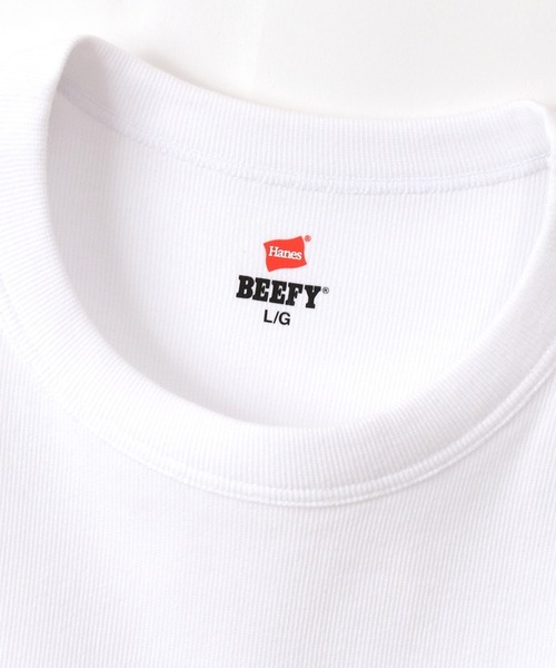 HANES（ヘインズ）の「Hanes/ヘインズ RIB S/S CREW TEE BEEFY リブTシャツ 2026年 夏 夏服（Tシャツ/カットソー・メンズ・ホワイト/ブラック/ネイビー・XL/L/M）」の4枚目の写真