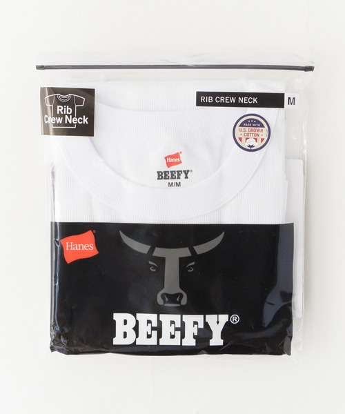 HANES（ヘインズ）の「Hanes/ヘインズ RIB S/S CREW TEE BEEFY リブTシャツ 2026年 夏 夏服（Tシャツ/カットソー・メンズ・ホワイト/ブラック/ネイビー・XL/L/M）」の6枚目の写真