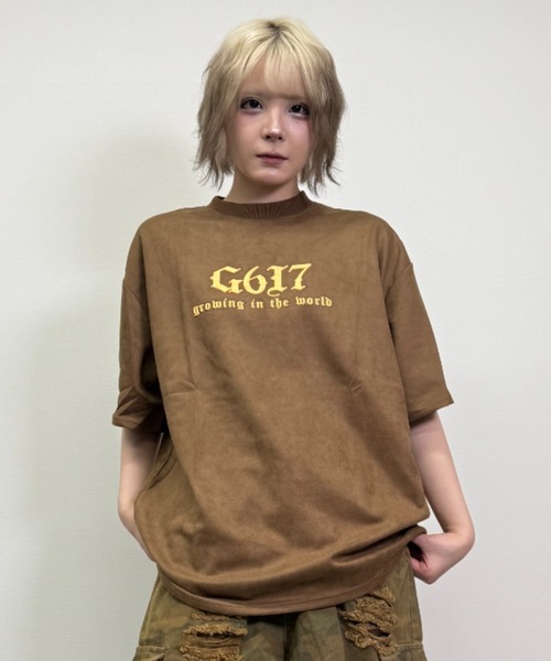 2サイズ展開 / UNISEX 》G6I7ロゴ スエードTee（Tシャツ/カットソー
