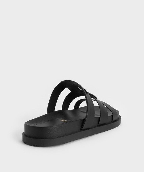 CHARLES & KEITH◆Joan レザースライドサンダル◆送料込 Joan ジョアン レザースライドサンダル - ブラック | CHARLES
