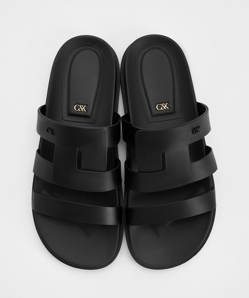 CHARLES & KEITH◆Joan レザースライドサンダル◆送料込 Joan ジョアン レザースライドサンダル - ブラック | CHARLES