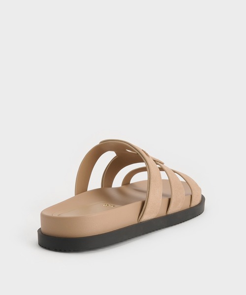 CHARLES & KEITH(チャールズ & キース)の「Joan ジョアン レザースライドサンダル(サンダル・レディース・ベージュ/ブラック・24.5cm/23.5cm/23cm/22.5cm/25.5cm/25cm)」の8枚目の写真