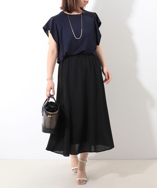 MICO COULIER（ミコクリエ）の「シアーギンガムワンピース（ワンピース・レディース・ネイビー/ブラック・38）」の2枚目の写真