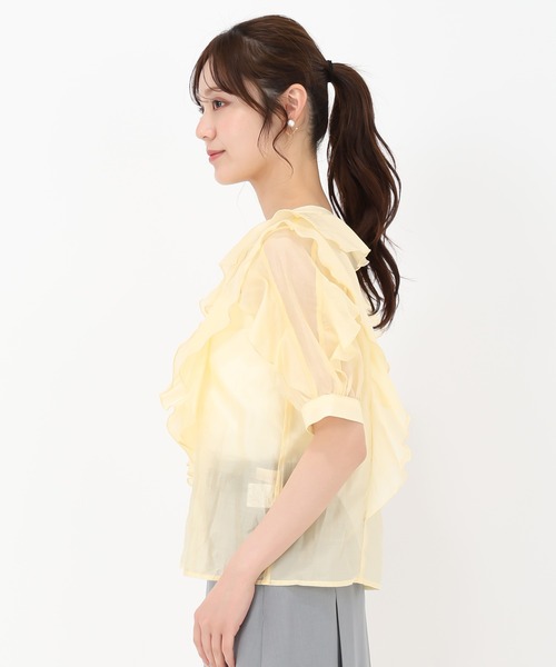 31 Sons de mode（トランテアン　ソン　ドゥ　モード）の「2025春夏新作 シアーラッフルブラウス（シャツ/ブラウス・レディース・ネイビー/イエロー/ホワイト・ﾌﾘ-）」の9枚目の写真