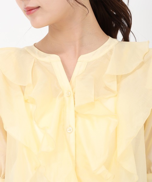 31 Sons de mode（トランテアン　ソン　ドゥ　モード）の「2025春夏新作 シアーラッフルブラウス（シャツ/ブラウス・レディース・ネイビー/イエロー/ホワイト・ﾌﾘ-）」の11枚目の写真