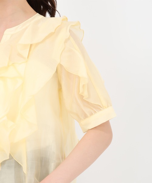 31 Sons de mode（トランテアン　ソン　ドゥ　モード）の「2025春夏新作 シアーラッフルブラウス（シャツ/ブラウス・レディース・ネイビー/イエロー/ホワイト・ﾌﾘ-）」の12枚目の写真
