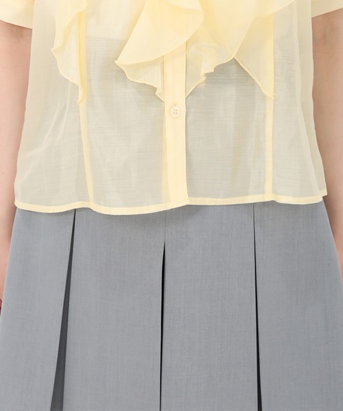 31 Sons de mode（トランテアン　ソン　ドゥ　モード）の「2025春夏新作 シアーラッフルブラウス（シャツ/ブラウス・レディース・ネイビー/イエロー/ホワイト・ﾌﾘ-）」の13枚目の写真
