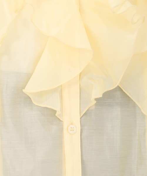 31 Sons de mode（トランテアン　ソン　ドゥ　モード）の「2025春夏新作 シアーラッフルブラウス（シャツ/ブラウス・レディース・ネイビー/イエロー/ホワイト・ﾌﾘ-）」の14枚目の写真