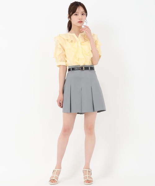 31 Sons de mode（トランテアン　ソン　ドゥ　モード）の「2025春夏新作 シアーラッフルブラウス（シャツ/ブラウス・レディース・ネイビー/イエロー/ホワイト・ﾌﾘ-）」の15枚目の写真