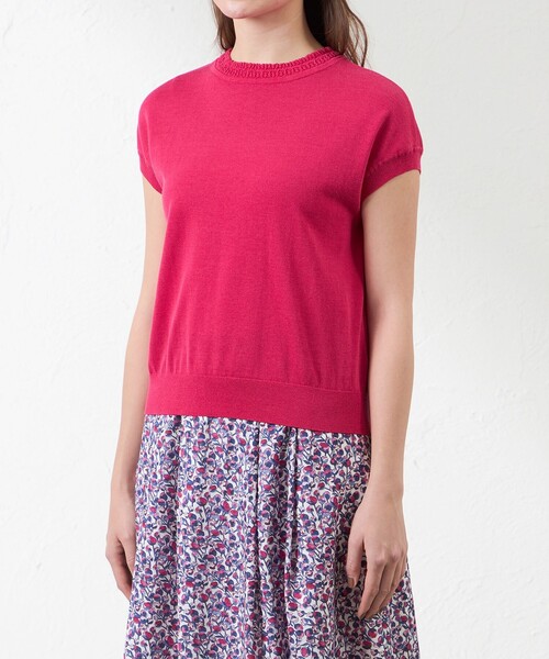 amaca（アマカ）の「シャイニーコットン混プルオーバー（ニット/セーター・レディース・ネイビー/グリーン系その他/ピンク系その他2/オフホワイト・38）」の5枚目の写真