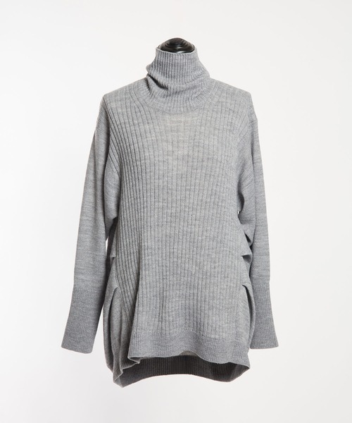 Max&Co◆ニット・セーター(厚手)/L/ウール/BEG/ダブルジップ/ハイネック JIGGYS SHOP セーター ニット ビッグワッフル編みタートルネック