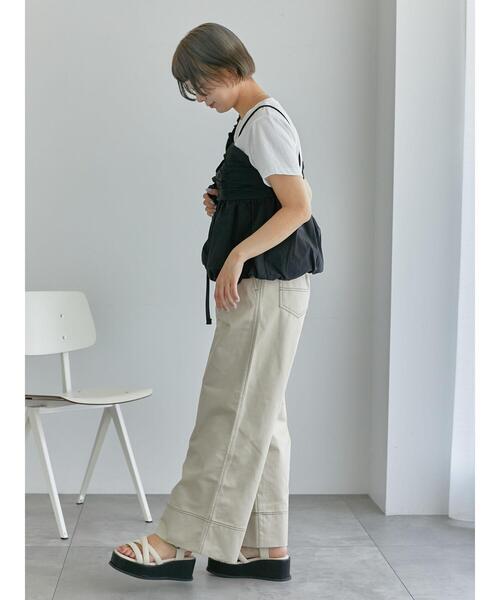 ehka sopo(エヘカソポ)の「ビスチェドッキングTシャツ(Tシャツ/カットソー・レディース・サックスブルー/ブラック/ベージュ・F)」の9枚目の写真