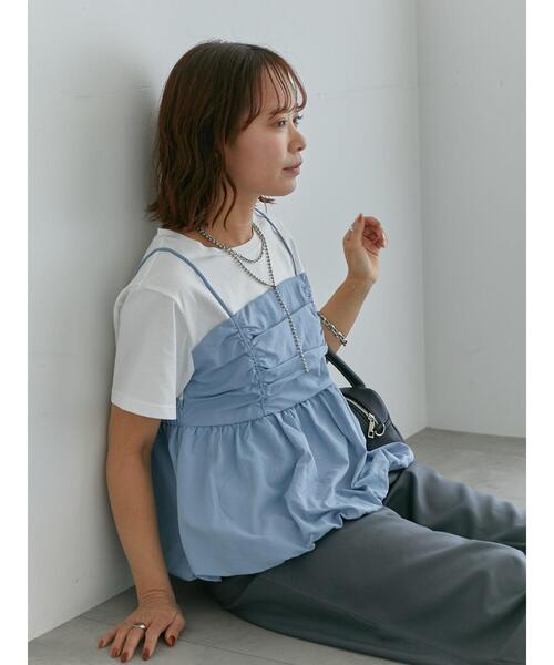 ehka sopo(エヘカソポ)の「ビスチェドッキングTシャツ(Tシャツ/カットソー・レディース・サックスブルー/ブラック/ベージュ・F)」の11枚目の写真