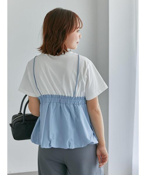 ehka sopo(エヘカソポ)の「ビスチェドッキングTシャツ(Tシャツ/カットソー・レディース・サックスブルー/ブラック/ベージュ・F)」の13枚目の写真