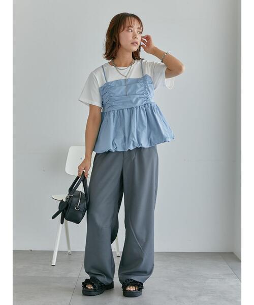 ehka sopo(エヘカソポ)の「ビスチェドッキングTシャツ(Tシャツ/カットソー・レディース・サックスブルー/ブラック/ベージュ・F)」の14枚目の写真