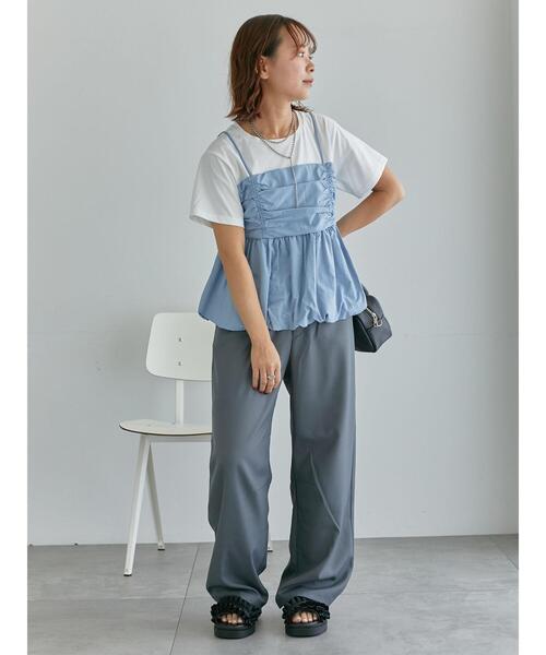 ehka sopo(エヘカソポ)の「ビスチェドッキングTシャツ(Tシャツ/カットソー・レディース・サックスブルー/ブラック/ベージュ・F)」の15枚目の写真