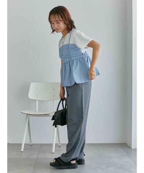 ehka sopo(エヘカソポ)の「ビスチェドッキングTシャツ(Tシャツ/カットソー・レディース・サックスブルー/ブラック/ベージュ・F)」の16枚目の写真