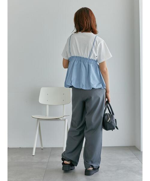 ehka sopo(エヘカソポ)の「ビスチェドッキングTシャツ(Tシャツ/カットソー・レディース・サックスブルー/ブラック/ベージュ・F)」の17枚目の写真