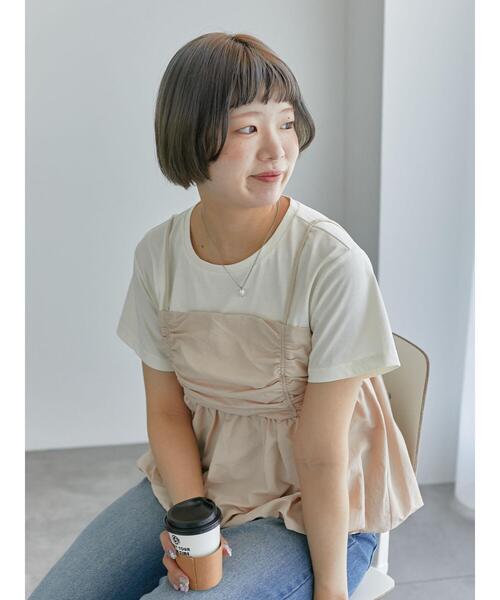 ehka sopo(エヘカソポ)の「ビスチェドッキングTシャツ(Tシャツ/カットソー・レディース・サックスブルー/ブラック/ベージュ・F)」の18枚目の写真