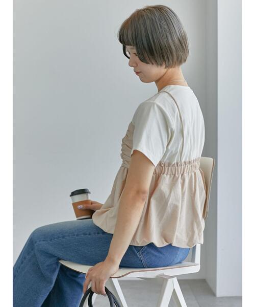 ehka sopo(エヘカソポ)の「ビスチェドッキングTシャツ(Tシャツ/カットソー・レディース・サックスブルー/ブラック/ベージュ・F)」の19枚目の写真