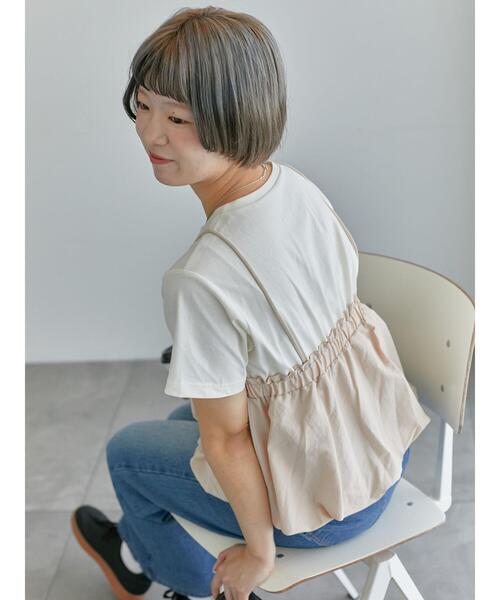 ehka sopo(エヘカソポ)の「ビスチェドッキングTシャツ(Tシャツ/カットソー・レディース・サックスブルー/ブラック/ベージュ・F)」の20枚目の写真