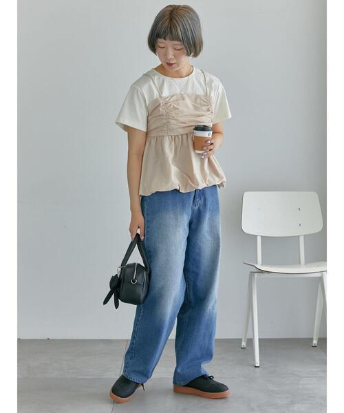 ehka sopo(エヘカソポ)の「ビスチェドッキングTシャツ(Tシャツ/カットソー・レディース・サックスブルー/ブラック/ベージュ・F)」の21枚目の写真