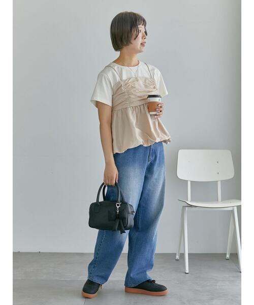 ehka sopo(エヘカソポ)の「ビスチェドッキングTシャツ(Tシャツ/カットソー・レディース・サックスブルー/ブラック/ベージュ・F)」の22枚目の写真