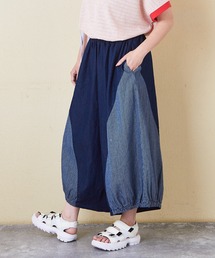 CUBE SUGAR | デニム×ヒッコリー切替イージーパンツ(デニムパンツ)