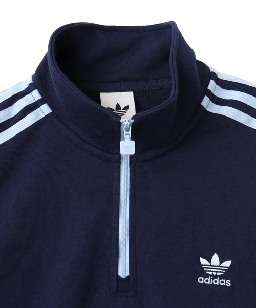 adidas(アディダス)の「adidas CROP HALFZIP SWEAT / アディダス クロップ ハーブジップ スウェット(スウェット・レディース・インディゴブルー・M/S/L)」の2枚目の写真
