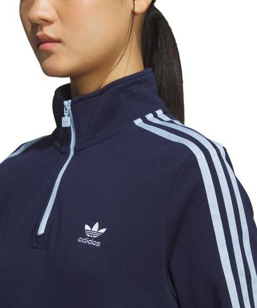 adidas(アディダス)の「adidas CROP HALFZIP SWEAT / アディダス クロップ ハーブジップ スウェット(スウェット・レディース・インディゴブルー・M/S/L)」の3枚目の写真