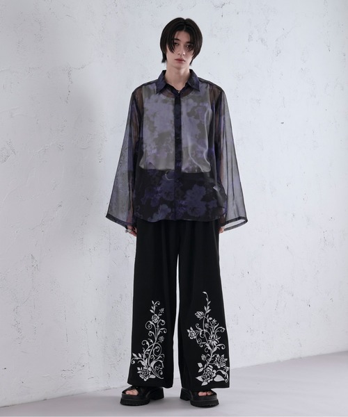 Ellno Loset【Aranコラボ】2WAYフラワー柄シアーシャツ ブラック Ellno Loset by Aran（エルノロゼットバイアラン）の「【Aran