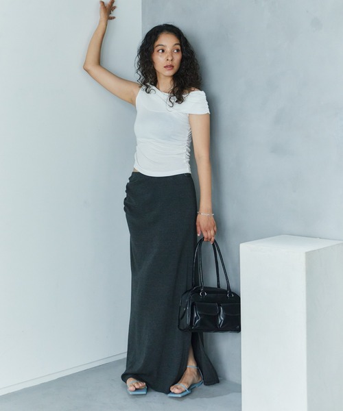 LIENCOEUR（リアンクール）の「サイドギャザータイトスカート（スカート・レディース・ダークグレー/グレー・FREE）」の22枚目の写真