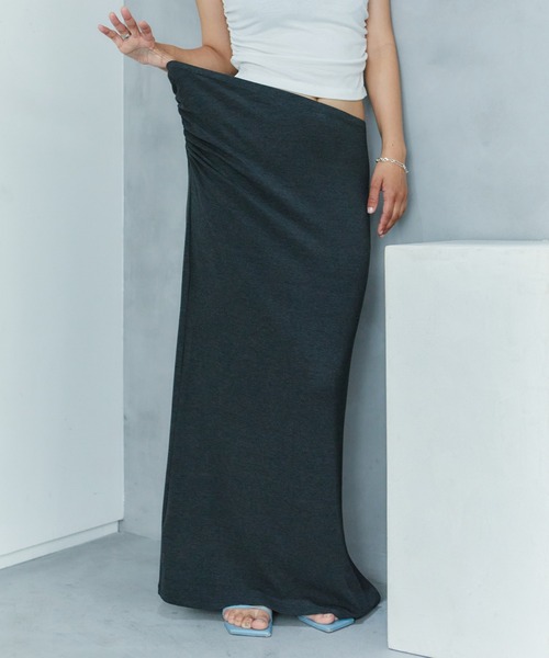 LIENCOEUR（リアンクール）の「サイドギャザータイトスカート（スカート・レディース・ダークグレー/グレー・FREE）」の7枚目の写真